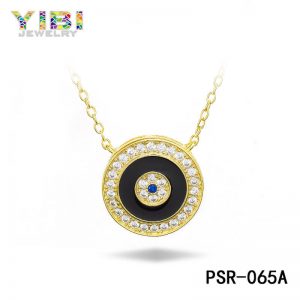 Gold Plated Brass CZ Lucky Eye Necklace