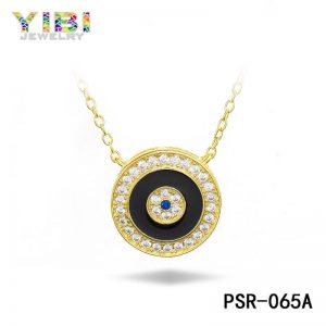 Brass CZ Lucky Eye Necklace