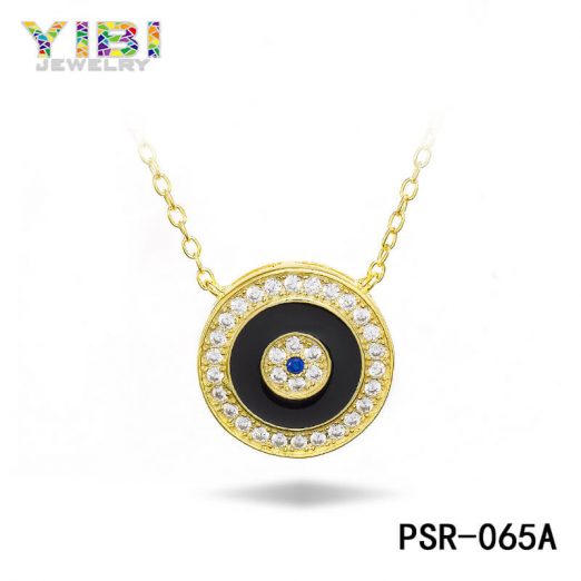 Brass CZ Lucky Eye Necklace