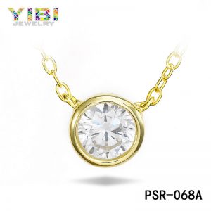 Big Cubic Zirconia Gold Plated Brass Necklace