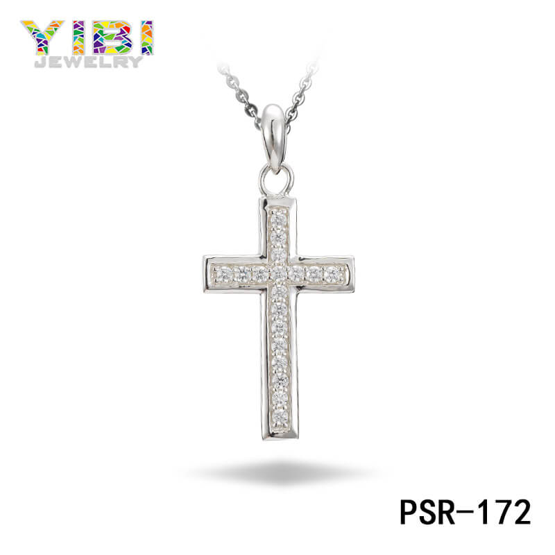 Brass Cubic Zirconia Cross Pendant