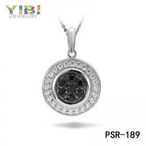 Fine Round Brass Black Cubic Zirconia Pendant