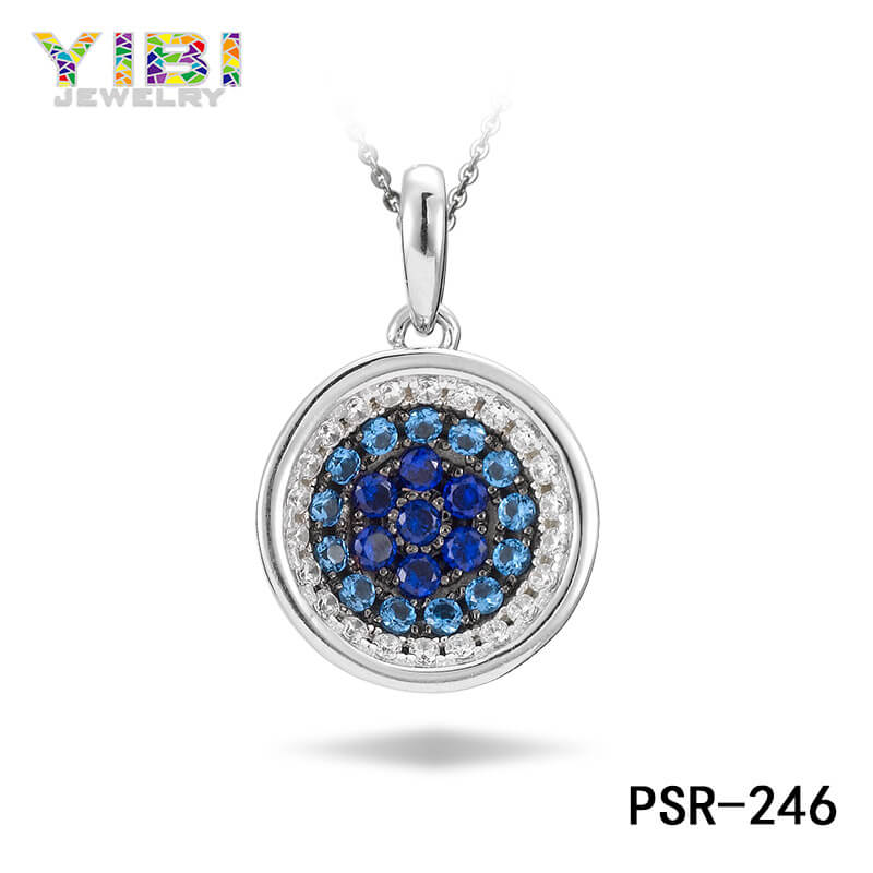 Brass Blue Cubic Zirconia Pendant