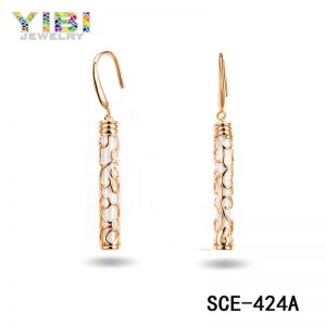 Luxury Rose Gold Plated Ceramic Silver Earrings