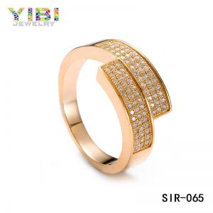 Pave Setting Rose Gold Plated Brass CZ Ring