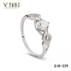 Round Cubic Zirconia Brass Women Wedding Ring