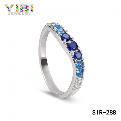 High Quality Blue Cubic Zirconia Brass Ring