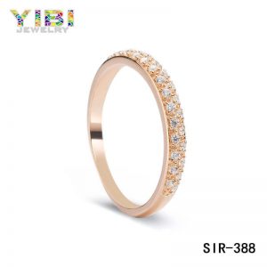 CZ Rose Gold Plated Brass Eternity Engagement Ring