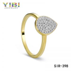 Cubic Zirconia Gold Plated Women Brass Ring