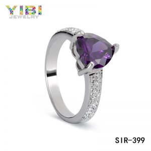 Purple Heart Cubic Zirconia Brass Women Ring