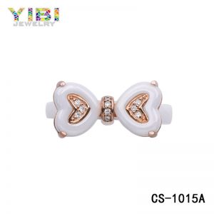 Women White Ceramic Heart Ring