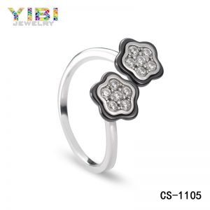 elegant silver ceramic ring