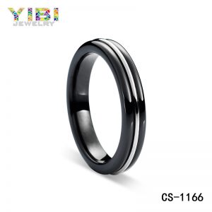 black high-tech ceramic silver ring