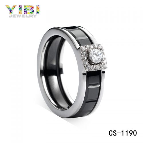 Black Ceramic Silver CZ Jewelry