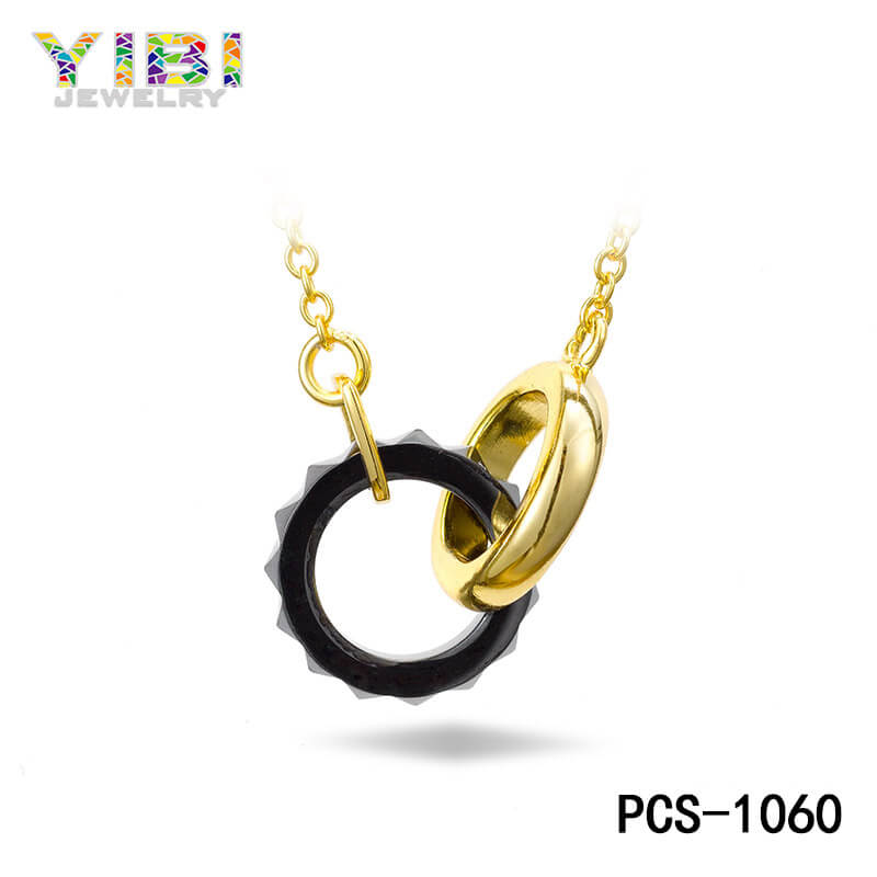 gold plated ceramic silver necklace