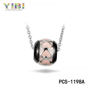 Women Ceramic Silver Bead Necklace