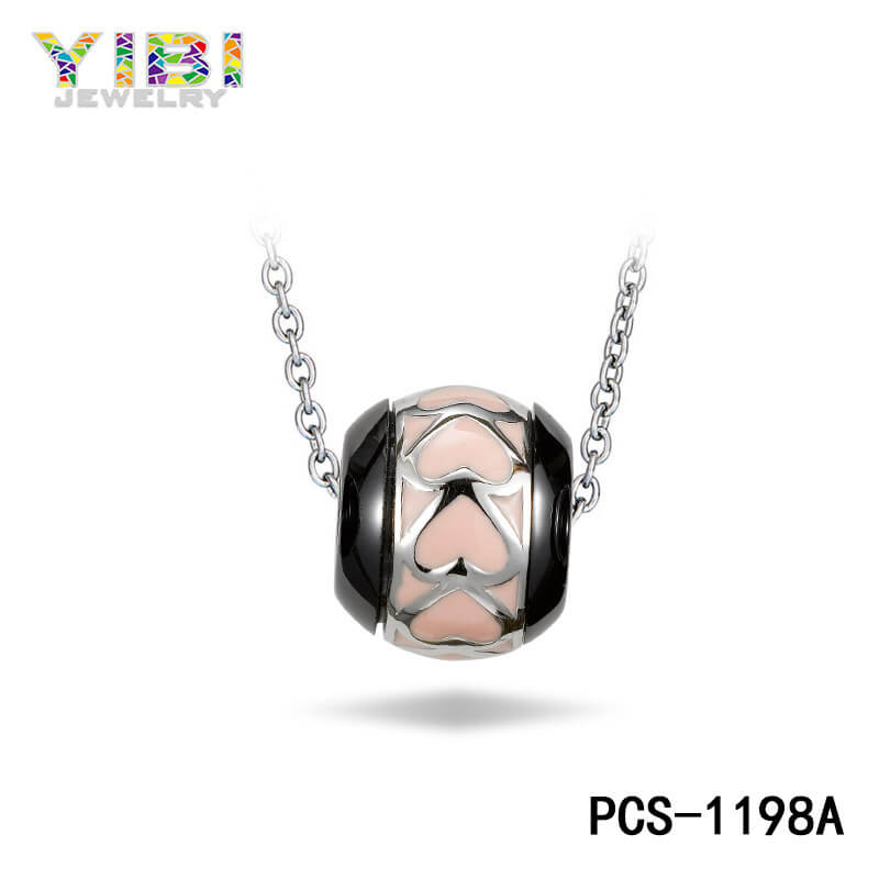 ceramic silver bead necklace