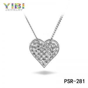 Cubic Zirconia Inlay Classic Brass Heart Necklace