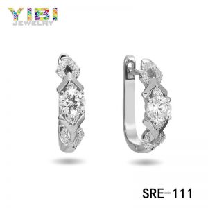 Cubic Zirconia Inlay Women Brass Earrings