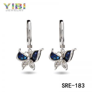 Elegant Brass Cubic Zirconia Butterfly Earrings
