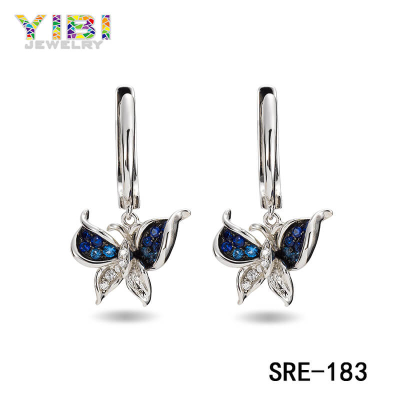 Brass Cubic Zirconia Butterfly Earrings