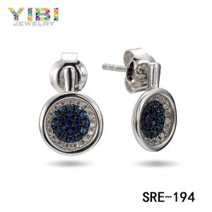 High Quality Brass Blue Cubic Zirconia Earrings