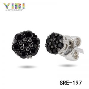 Unique Brass Black Cubic Zirconia Stud Earrings