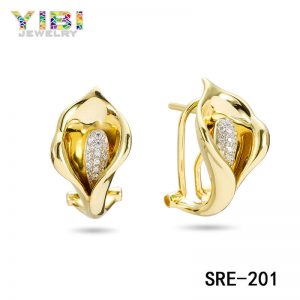 Gold Plated Brass Cubic Zirconia Earrings