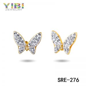Gold Plated Luxury Brass CZ Butterfly Earrings