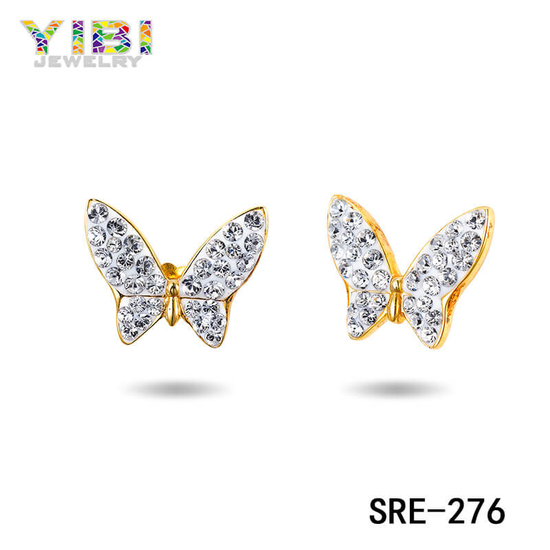Luxury Brass CZ Butterfly Earrings