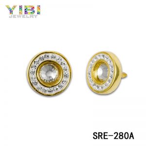 Fine Gold Plated Brass Cubic Zirconia Stud Earrings