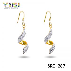 Clay Setting Cubic Zirconia Gold Plated Brass Earrings