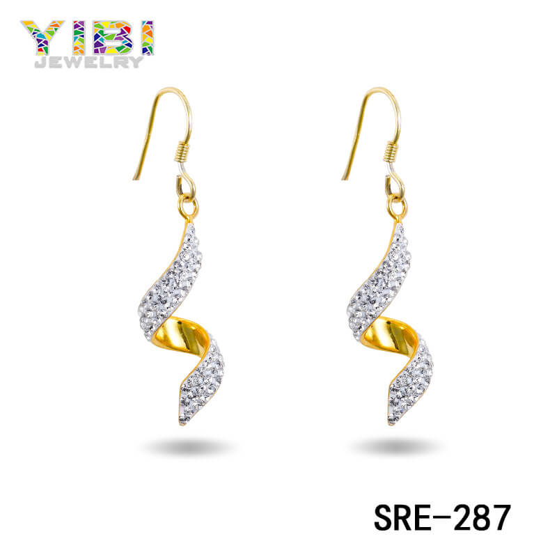 Cubic Zirconia Gold Plated Brass Earrings