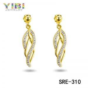 Brass Cubic Zirconia Dangle Earrings