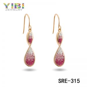 Rose Gold Plated Brass Pink Cubic Zirconia Earrings