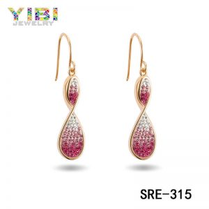 Brass Pink Cubic Zirconia Earrings