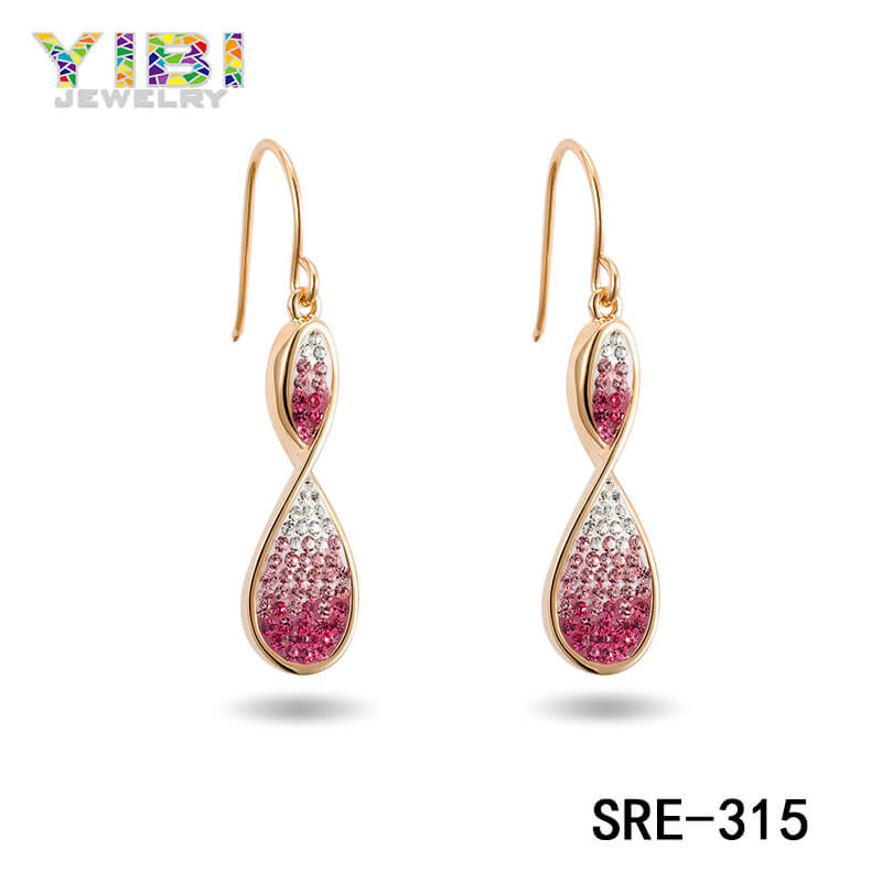 Brass Pink Cubic Zirconia Earrings