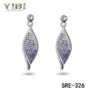 Clay Setting CZ Rhodium Plated Brass Earrings
