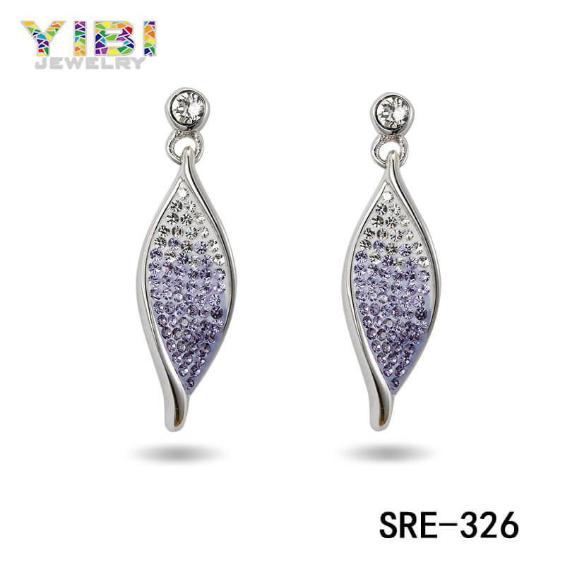 CZ Rhodium Plated Brass Earrings
