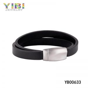 stainless steel leather bracelet