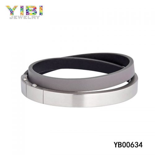 Stainless Steel Leather Bracelet supplier