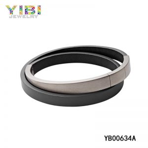 Stainless Steel Leather Bracelet, Surgical Steel Jewelry