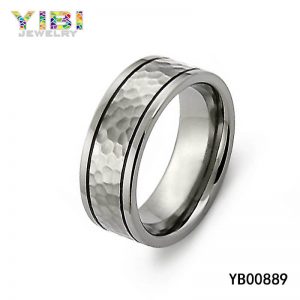 Classic Men Titanium Hammered Wedding Band