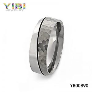 titanium hammered wedding band