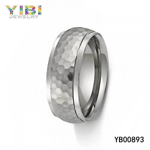 High Quality Hammered Men Titanium Ring