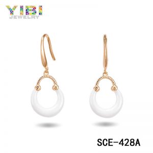 Rose Gold Plated 925 Silver High-tech Ceramic Earrings