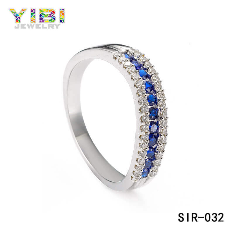 Brass Blue Cubic Zirconia Ring