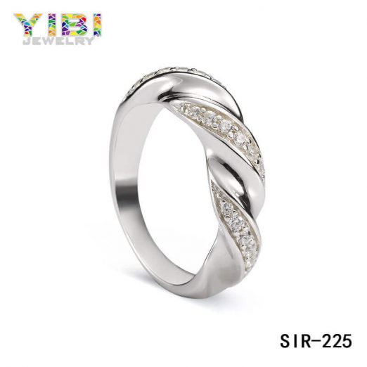 Cubic Zirconia Inlay Women Brass Ring 