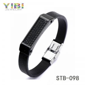 Cool Leather Black Plated Stainless Steel Wire Bracelet