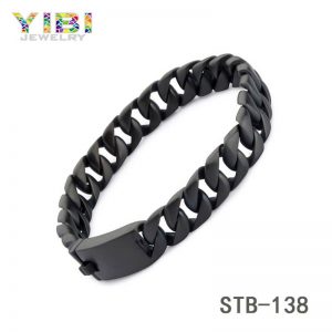 Black Plated Surgical Stainless Steel Link Bracelet